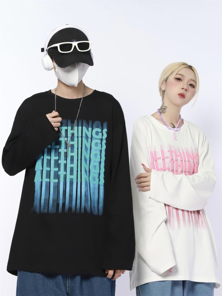 Phantom letter print long-sleeved T-shirt  HL2894