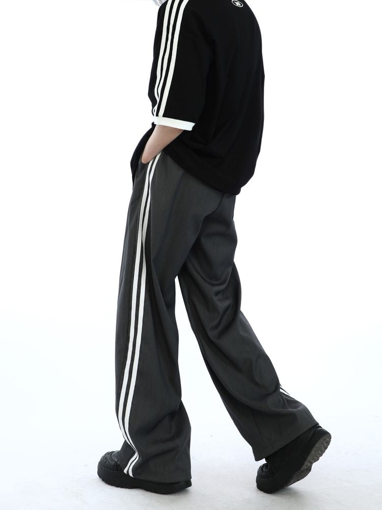 【MAXDSTR】Side stripe loose wide leg drape pants  MD0059