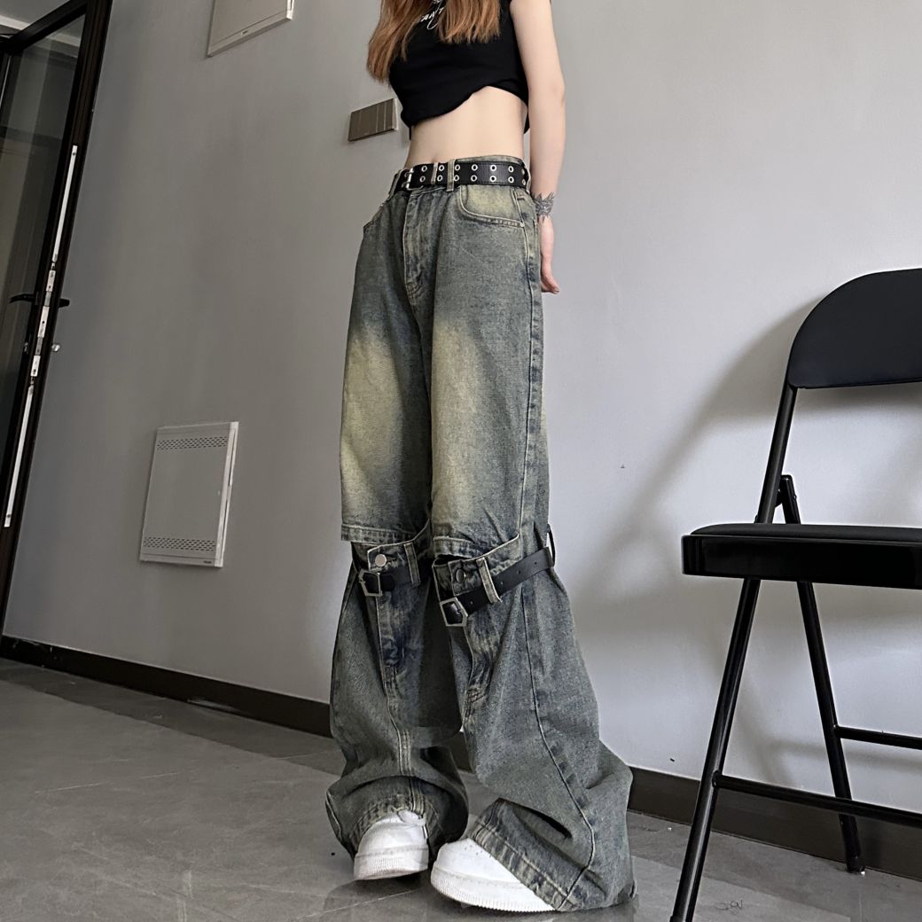 Baggy fashion jeans with belt