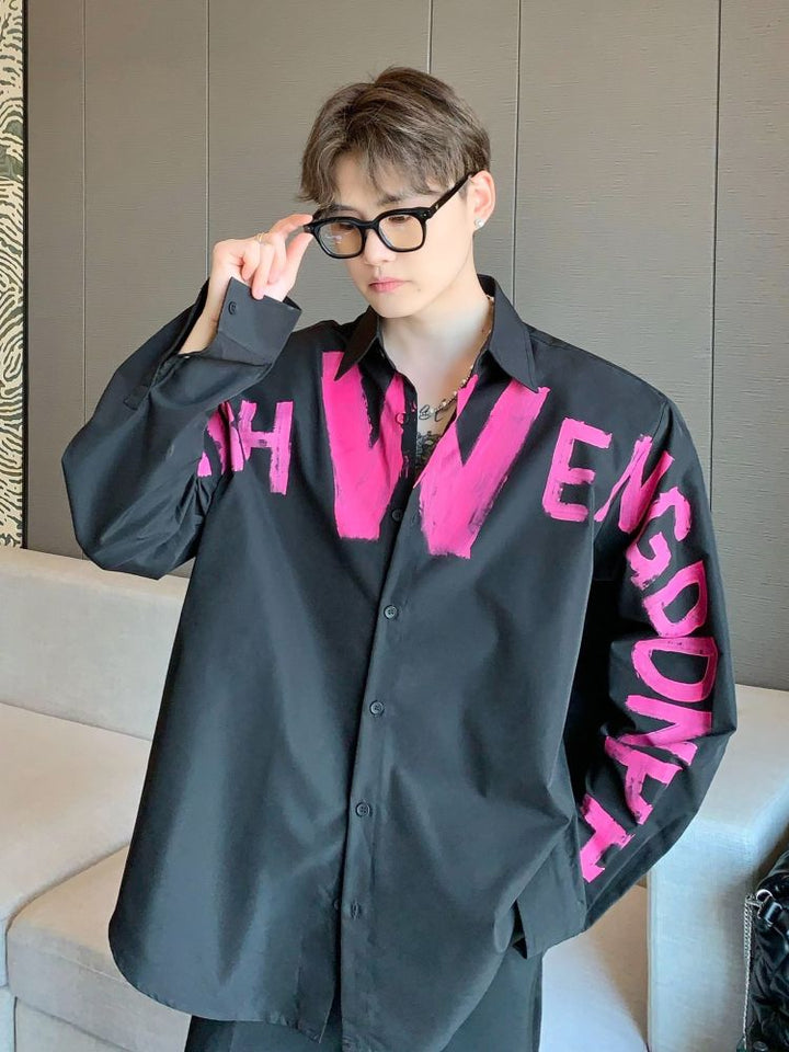 CUIBUJU] Graffiti Oversized Long Sleeve Shirt CB0007 – HI-LANDER