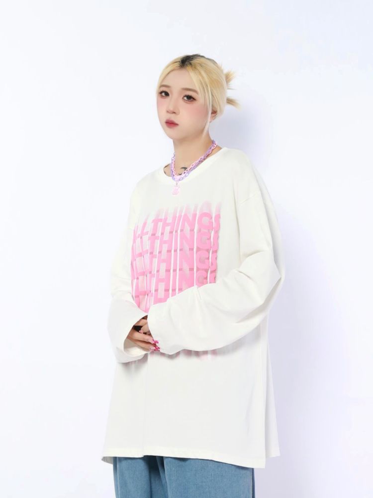 Phantom letter print long-sleeved T-shirt  HL2894