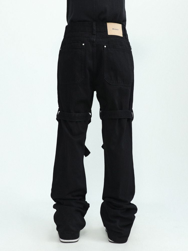 【MR nearly】Touring strap design black jeans  MR0042