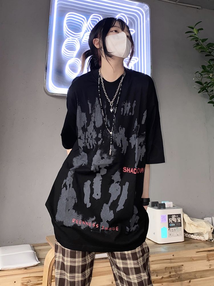 [Take off] Ink print oversized short-sleeved T-shirt TO0002