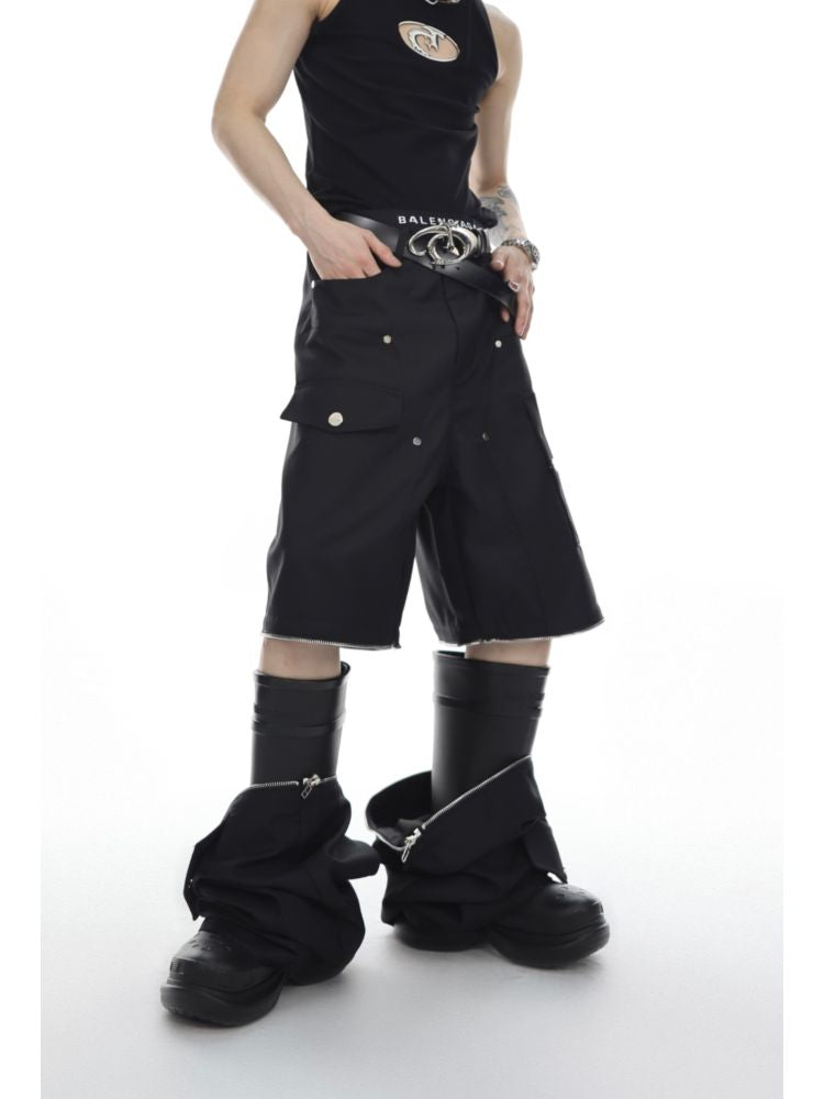 [Culture E] Removable metal zipper design wide leg pants CE0059