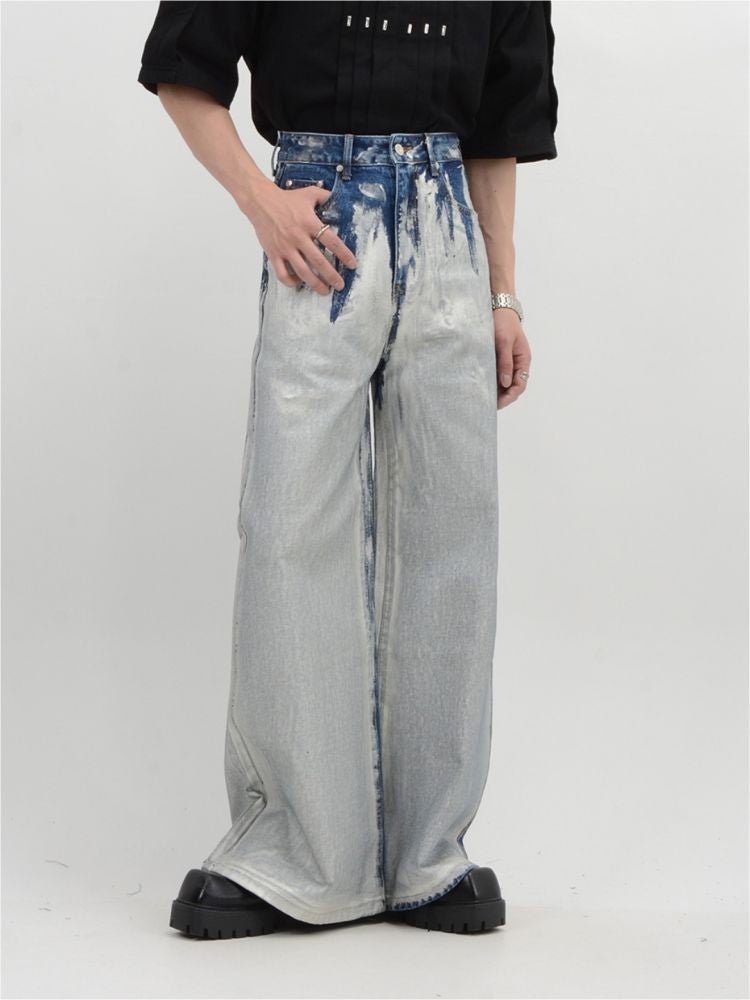 【LUCE GARMENT】Hanging dyed wide leg denim pants  LG0037