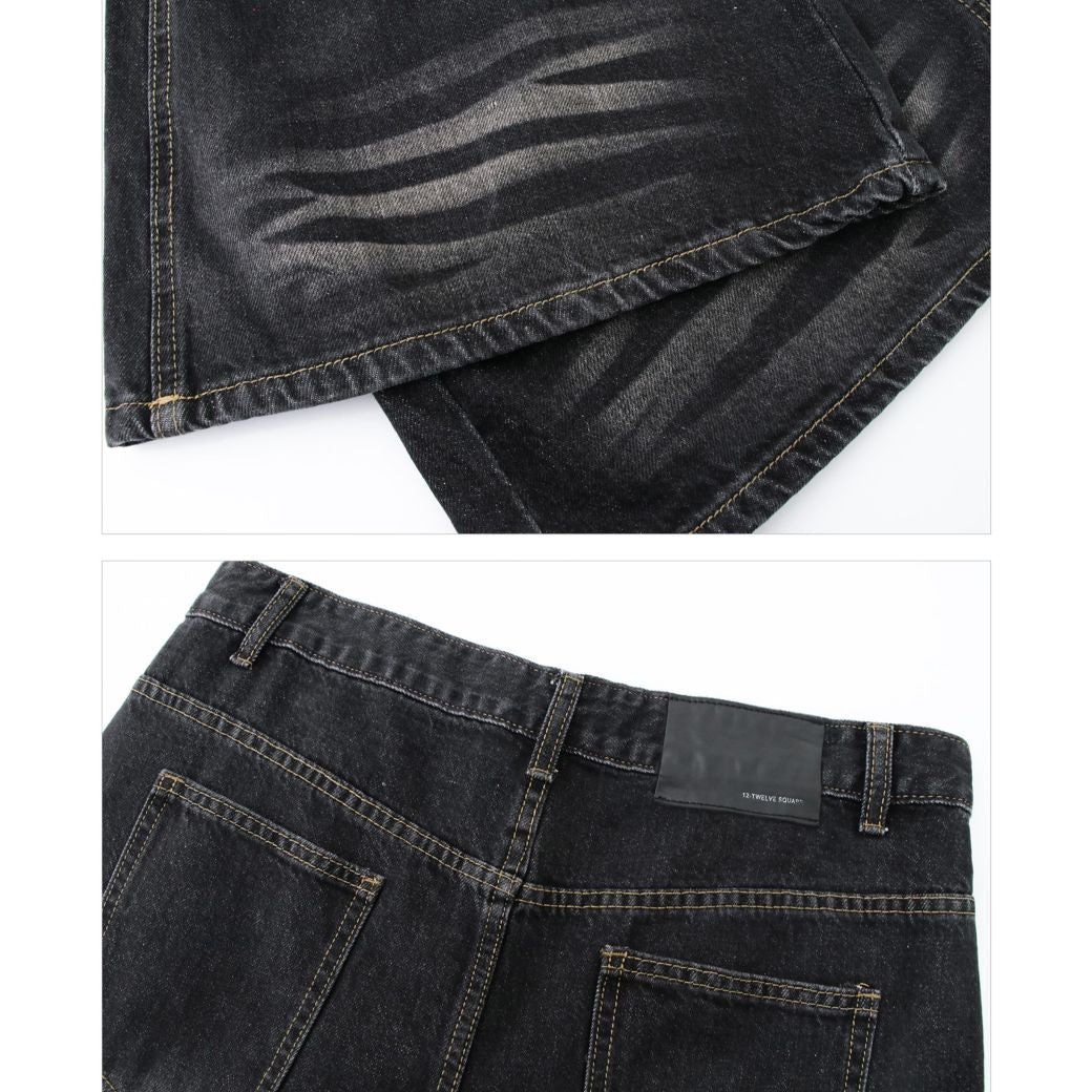 【CUIBUJU】Washed black wide leg denim pants  CB0005