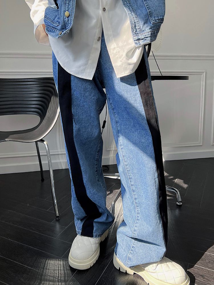 【Ichulb】Contrast color design denim vest & pants setup  IH0003