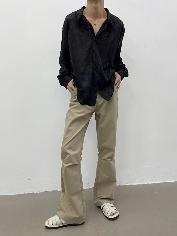 【Yghome】Lace sheer casual texture shirt YH0005
