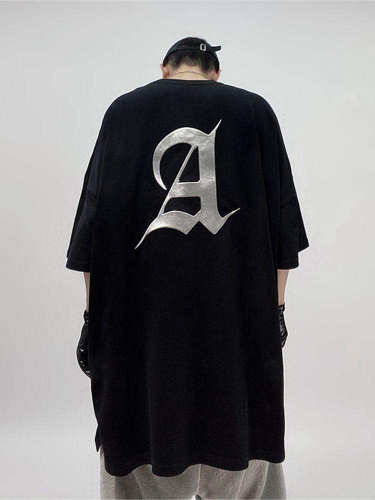 【UUCSCC】Metal print half sleeve oversized T-shirt  US0039