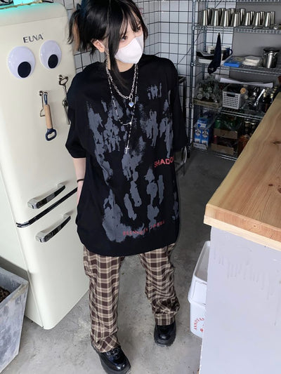 【Take off】Ink print oversized short-sleeved T-shirt  TO0002