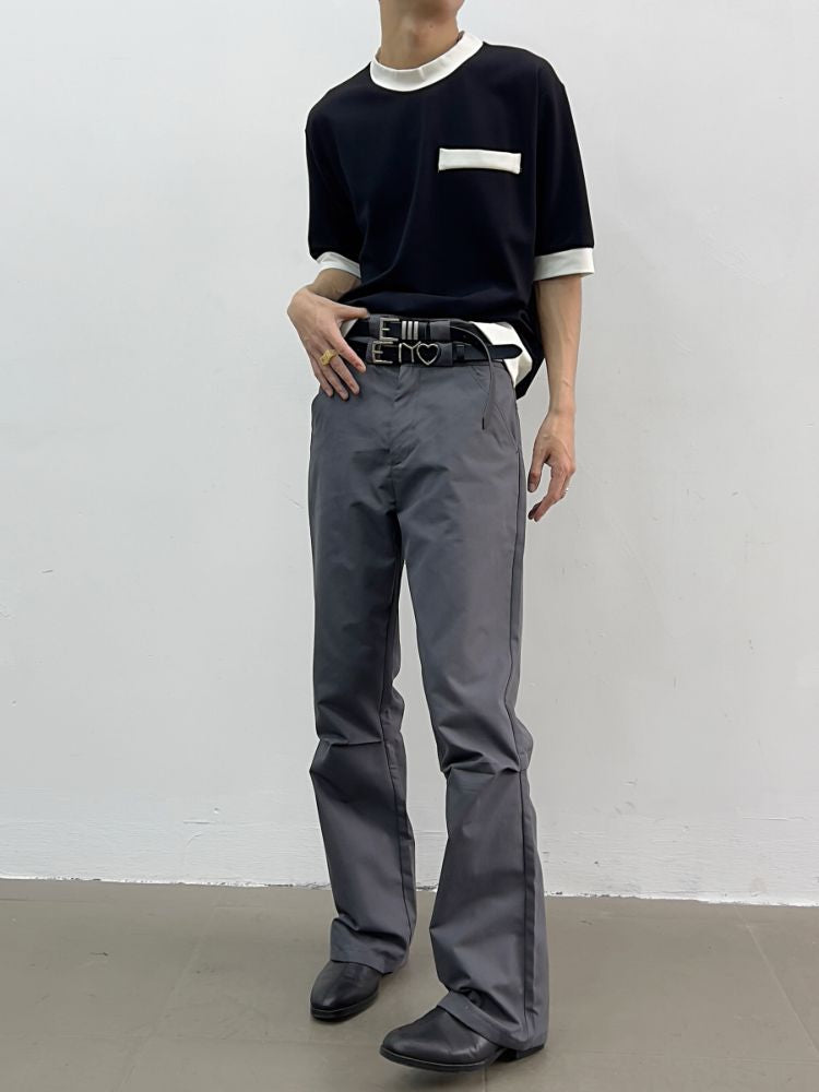 【Yghome】High waist high end drape long pants YH0001