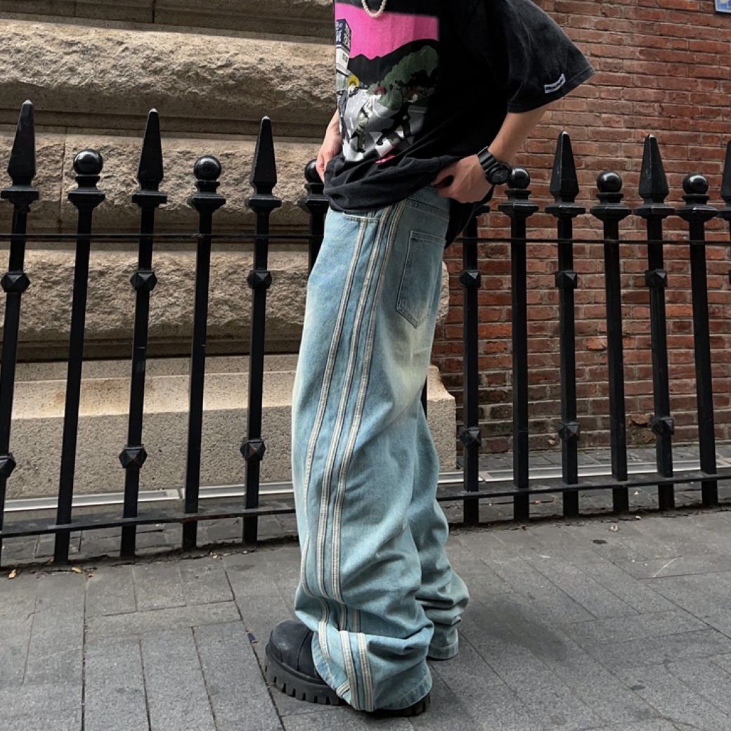 CS】side tuck drape denim pants (black) | OUR BRAND