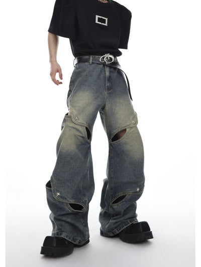 [Culture E] Metal button design wide leg jeans CE0058