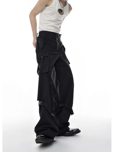 【Culture E】Multi-pocket tassel high waist casual pants  CE0054