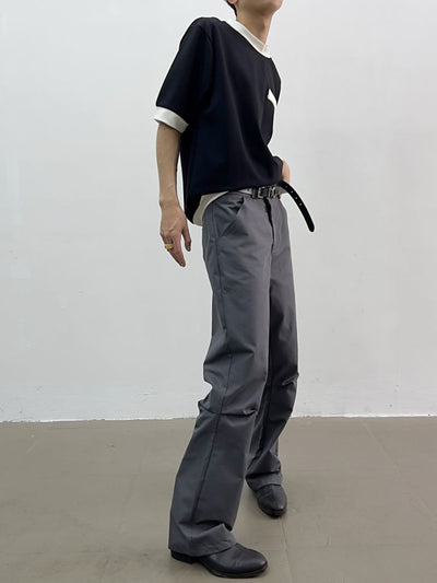 【Yghome】High waist high end drape long pants  YH0001