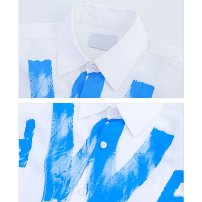 【CUIBUJU】Graffiti Oversized Long Sleeve Shirt  CB0007