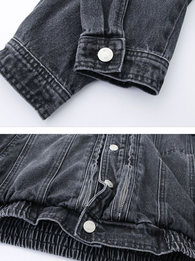 CUIBUJU] Metal shoulder pad denim short jacket CB0012 – HI-LANDER