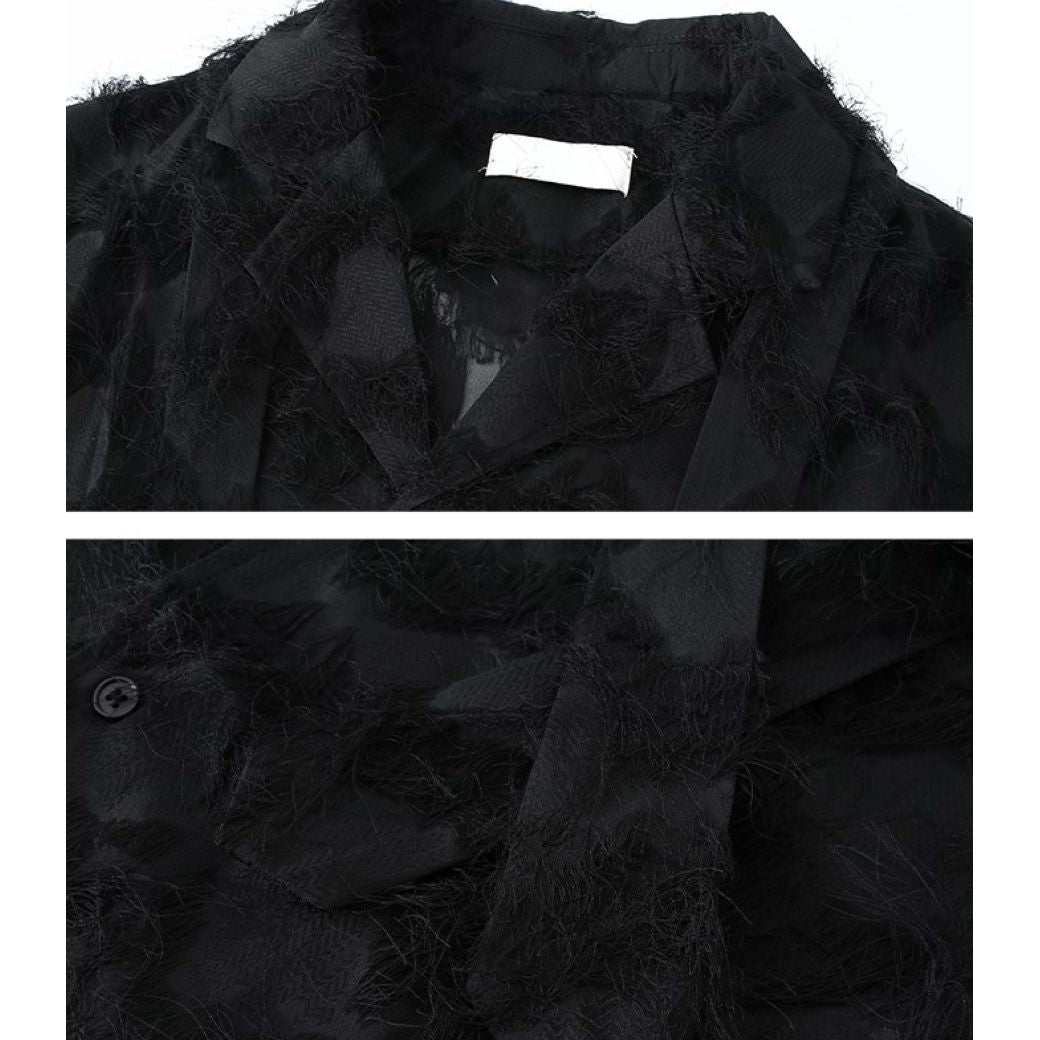 [CUIBUJU] Edge design drape short sleeve shirt CB0003