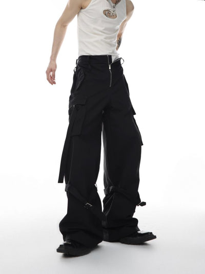 【Culture E】Multi-pocket tassel high waist casual pants  CE0054