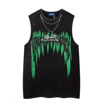 【VEG Dream】Letter print necklace design sleeveless T-shirt VD0201