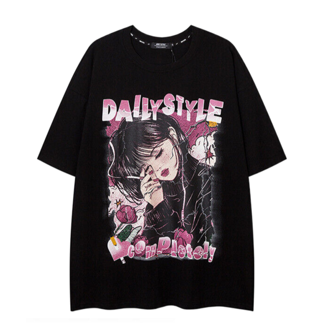 【VEG Dream】Retro girl print loose short sleeve T-shirt VD0189 – HI-LANDER