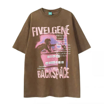 【Take off】Retro graphic print short-sleeved T-shirt  TO0007