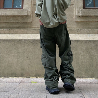 【FATEENG】Multi-pocket design loose wide leg pants  FG0001