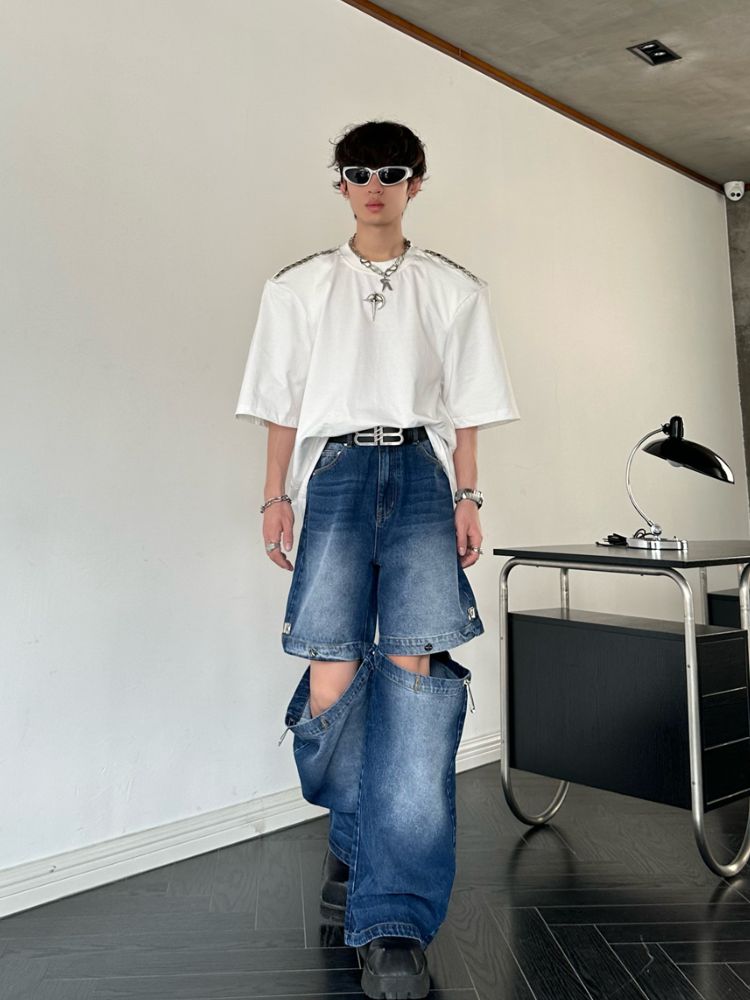 【MARTHENAUT】Splicing design flare drape mop pants  MH0004