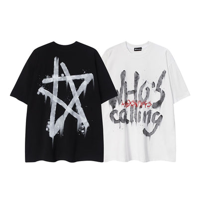 【CEDY】Star graffiti print design T-shirt  CD0015