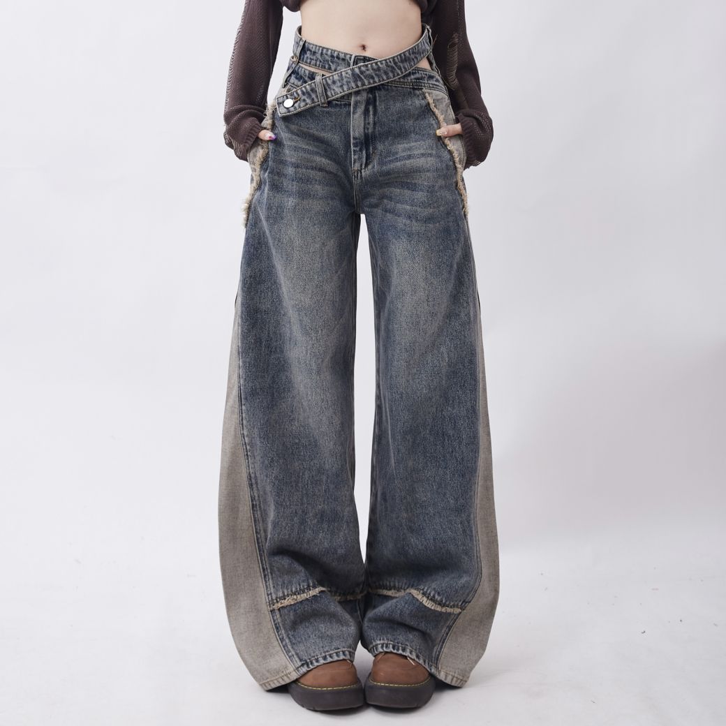 【Rayohopp】Side line cross strap design casual pants  RH0015