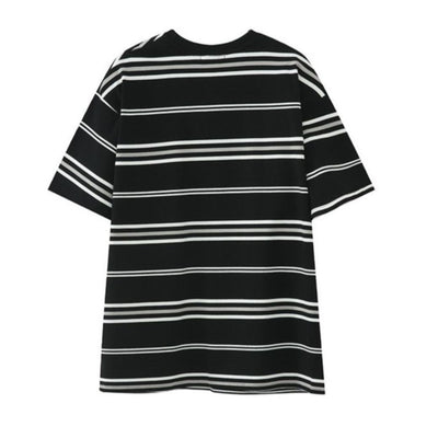 [CUIBUJU] Striped cotton short-sleeved T-shirt CB0006