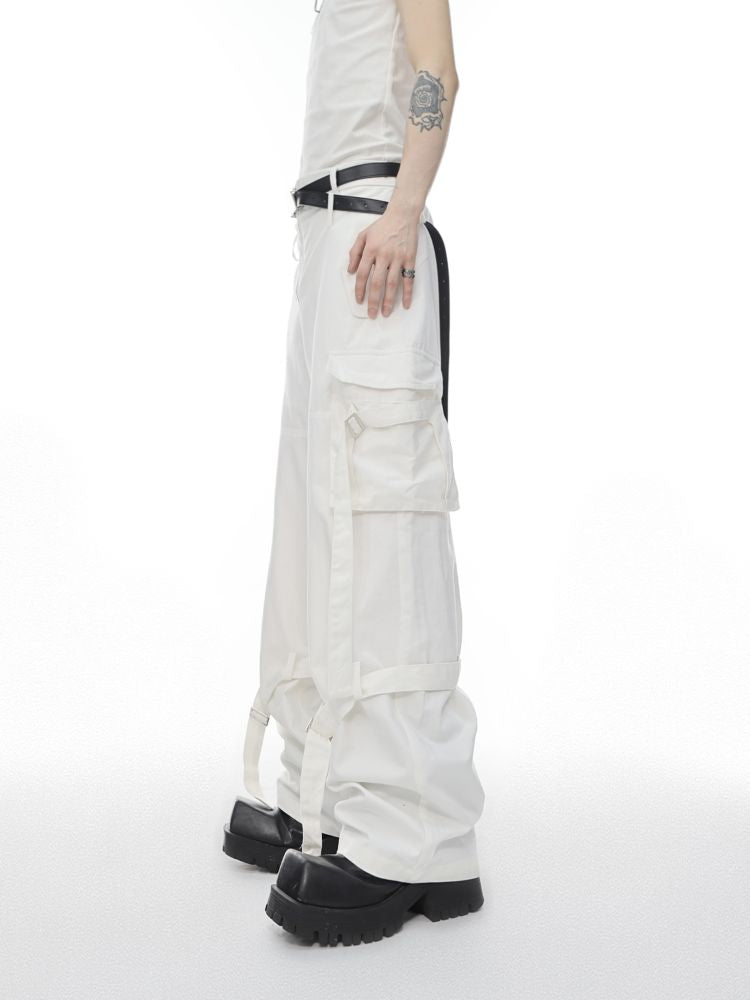 【Culture E】Multi-pocket tassel high waist casual pants  CE0054