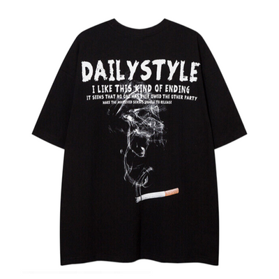 【VEG Dream】Smoking portrait print oversized short sleeve T-shirt  VD0196