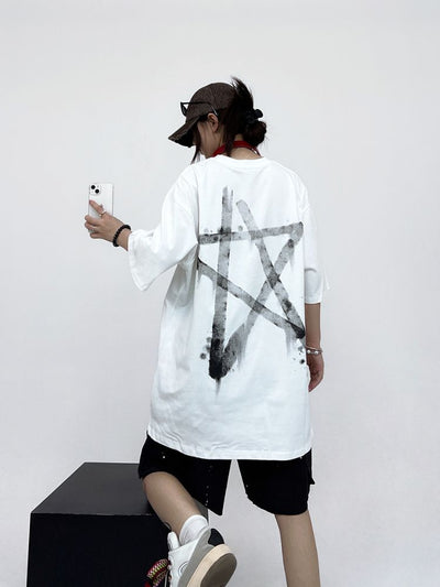 【CEDY】Star graffiti print design T-shirt  CD0015