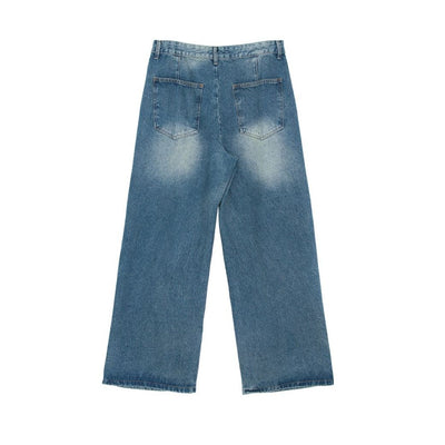 [CUIBUJU] Perforated design washed denim jeans CB0016