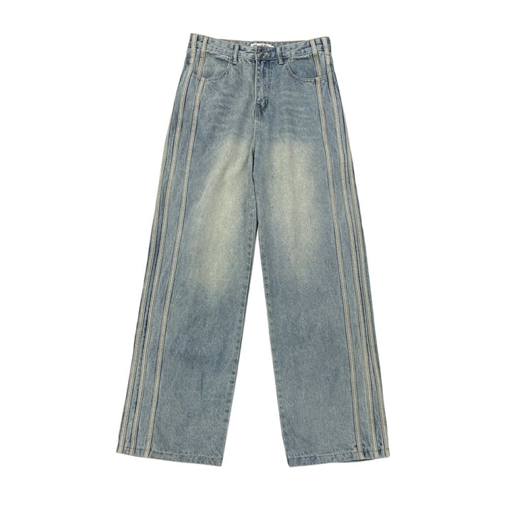FATEENG】Side stripe drape loose washed jeans FG0003 – HI-LANDER
