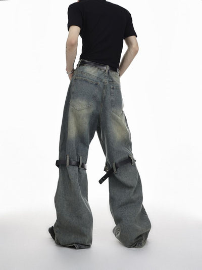 【Culture E】Knee belt design denim jeans  CE0053