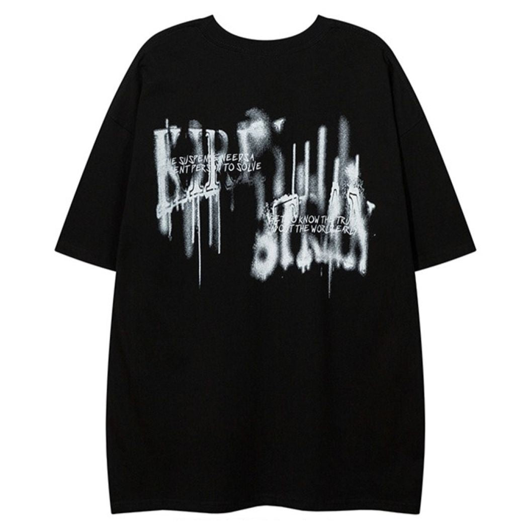 【NIHAOHAO】Graffiti spray print short-sleeved T-shirt  NH0036