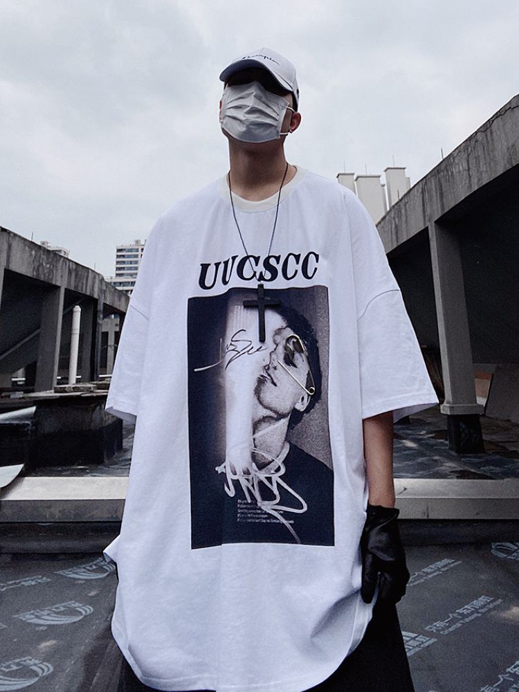 【UUCSCC】Logo print oversized half sleeve T-shirt US0036
