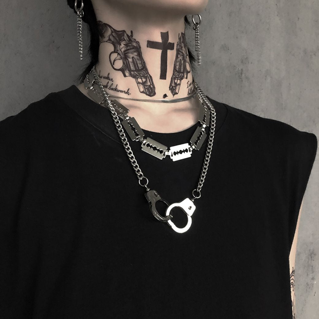 【0-croworld】Silver plate design chain necklace CR0040