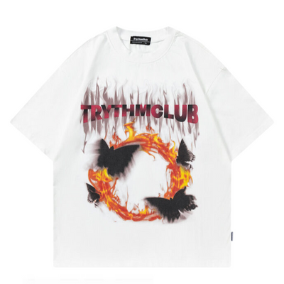 【VEG Dream】Flame butterfly print short-sleeved T-shirt VD0198