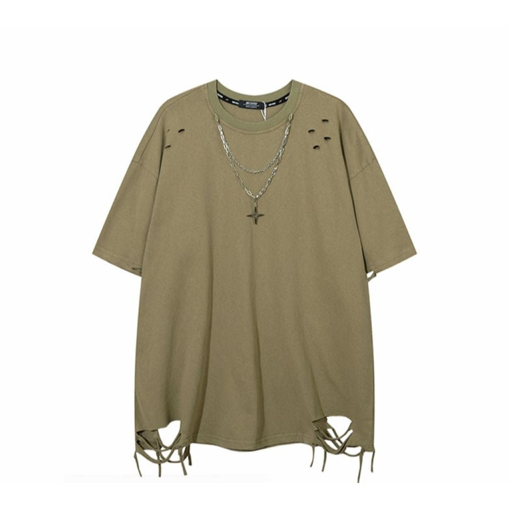 VEG Dream】Vintage necklace loose short-sleeved T-shirt