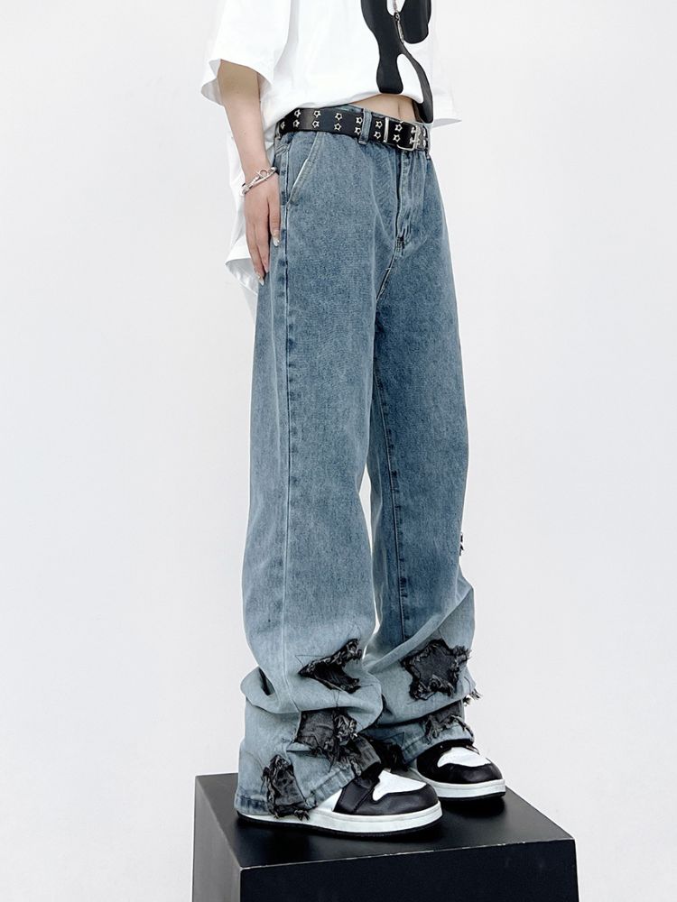 【CEDY】Star patch design mop jeans  CD0021