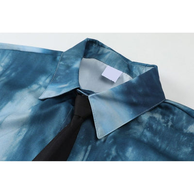 【ANAMONE】Tie-dye oversized short-sleeved shirt   AO0001