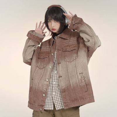 【Universal Gravity Museum】Retro loose gradation denim jacket  UG0023