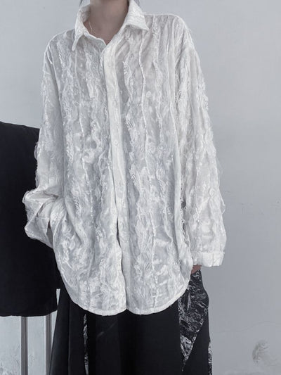 【Floating weed】Lace design velvet loose shirt FW0004