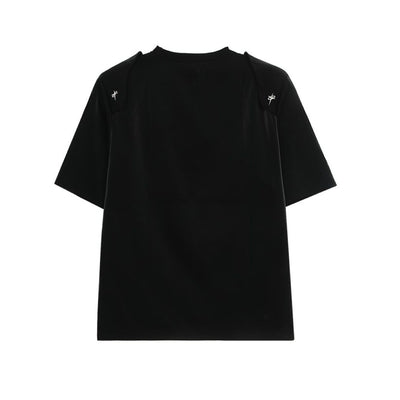 【CUIBUJU】High end design shoulder pad short-sleeved T-shirt  CB0011