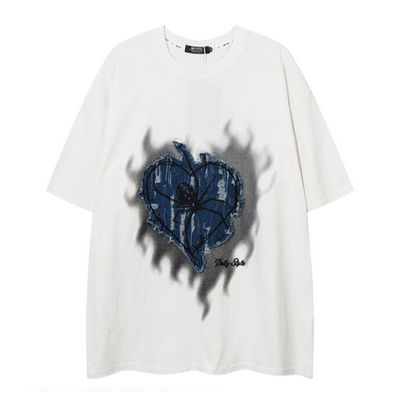 [VEG Dream] Heart patch spider short-sleeved T-shirt VD0197