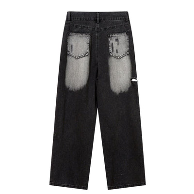 【ReIAx】Gradient washed distressed denim pants  RX0006