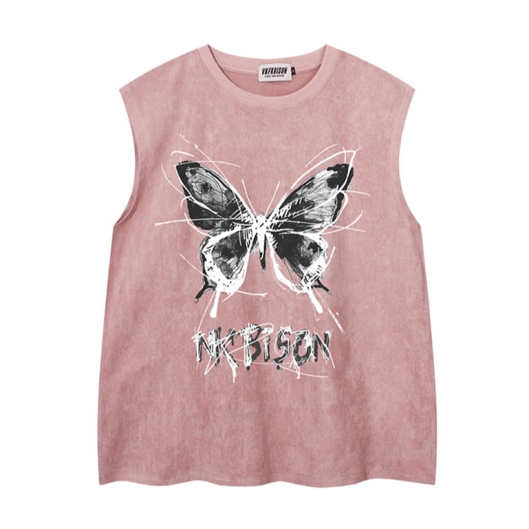 [NIHAOHAO] Butterfly print sleeveless top NH0041
